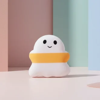 تصویر پد آرایشی طرح روح روی پس‌زمینه پاستلی